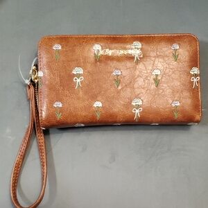 Betsey Johnson Brown Floral Wristlet
